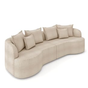 Sofá 3 Lugares Orgânico Living 210cm Mersa Bouclê Creme K01 - D`Rossi
