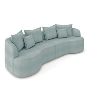 Sofá 3 Lugares Orgânico Living 210cm Mersa Bouclê Azul K01 - D`Rossi