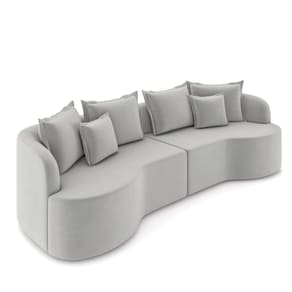 Sofá 4 Lugares Orgânico Living 250cm Mersa Veludo Cinza K01 - D`Rossi