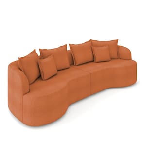 Sofá 3 Lugares Orgânico Living 210cm Mersa Bouclê Terracota K01 - D`Rossi