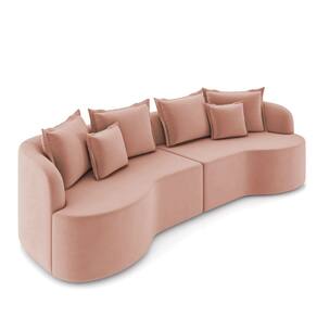 Sofá 4 Lugares Orgânico Living 250cm Mersa Veludo Rosê K01 - D`Rossi