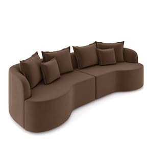 Sofá 3 Lugares Orgânico Living 210cm Mersa Veludo Marrom K01 - D`Rossi
