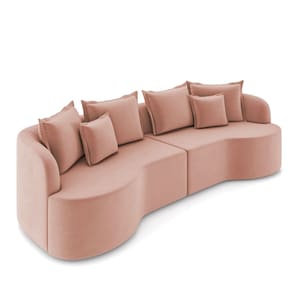 Sofá 3 Lugares Orgânico Living 210cm Mersa Veludo Rosê K01 - D`Rossi