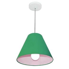 Lustre Pendente Cone Vivare Md-4028 Cúpula Em Tecido 25-30x12cm Bivolt Verde Folha 110V 220V