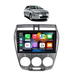Kit Multimídia City 2009 / 2013 Ar Analogico Mold Prata Android 9 Pol 2/32Gb Carplay - Vision 8990CP
