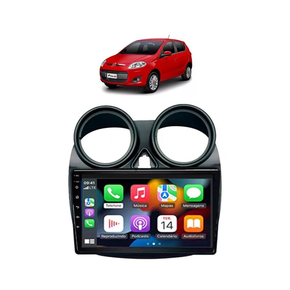 Kit Multimídia Palio 2012 / 2017 Android 9 Pol 2/32Gb Carplay Gps WiFi Rádio Bt - Vision 8990CP