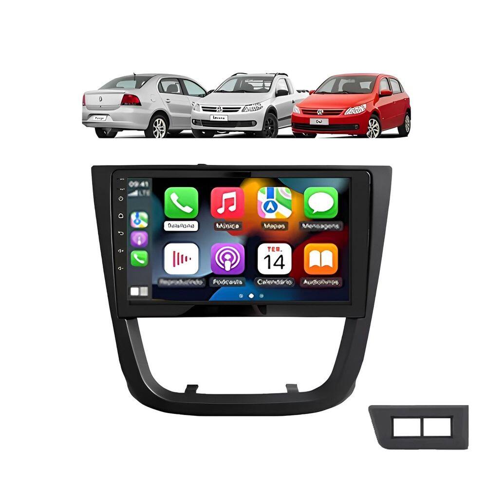 Kit Multimídia Gol Voyage Saveiro G5 Android 9 Pol 2/32Gb Carplay Gps WiFi Rádio Bt - Vision 8990CP