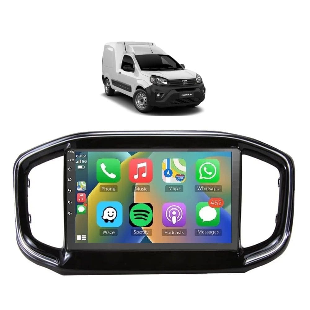 Kit Multimídia Fiorino 2021 / 2025 Android 9 Pol 2/32Gb Carplay Gps WiFi Rádio Bt - Vision 8990CP