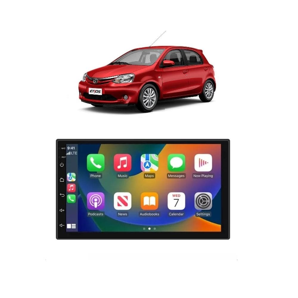 Kit Multimídia Etios 7 Pol CarPlay AndroidAuto - 708BR Roadstar