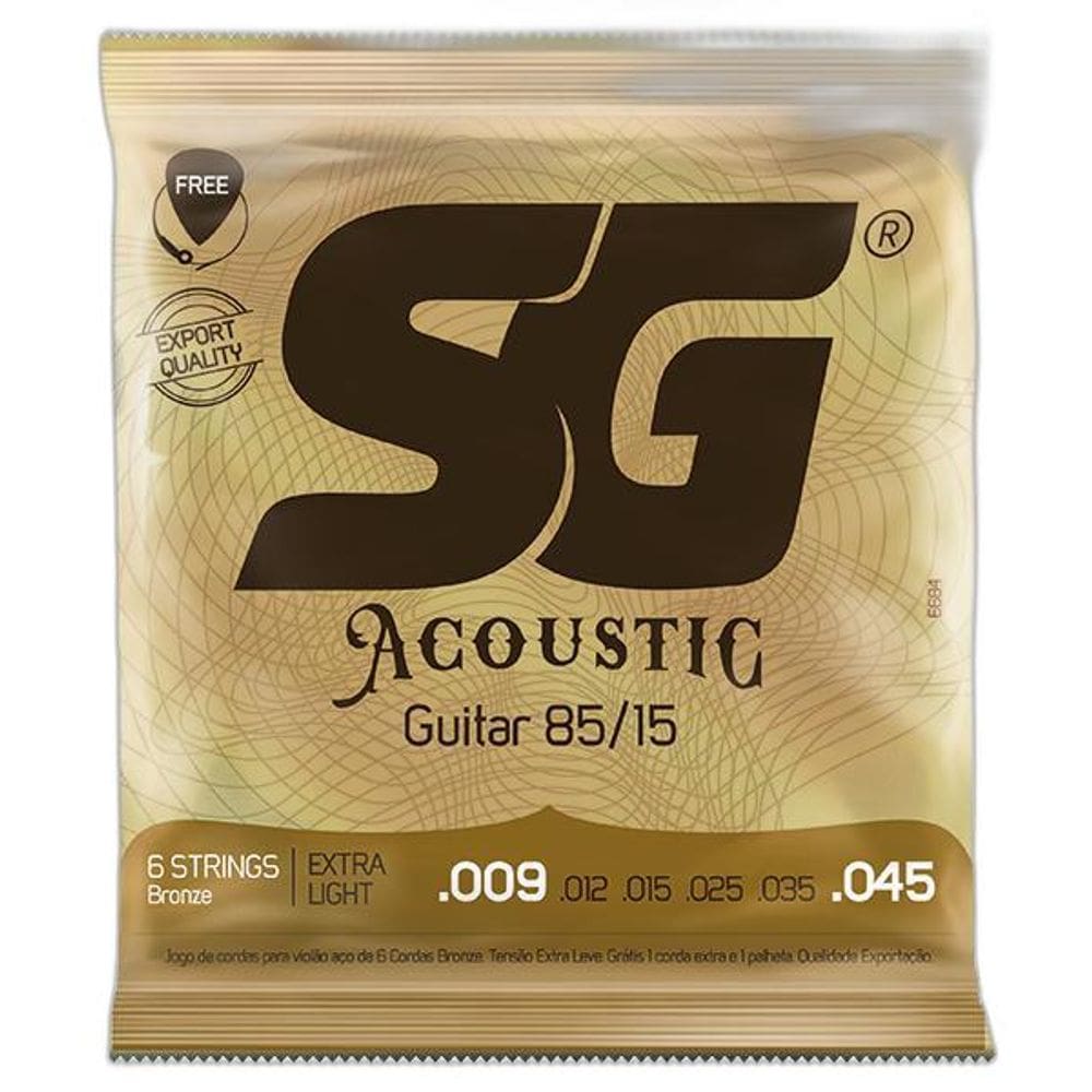 Encordoamento Violão Aço 009 Sg Corda Mi extra E Palheta