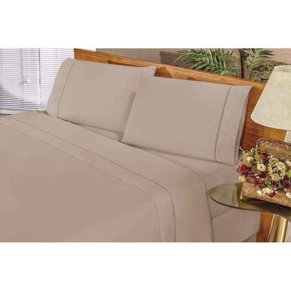 Jogo de Cama Elegance Casal 4 Peças Cáqui