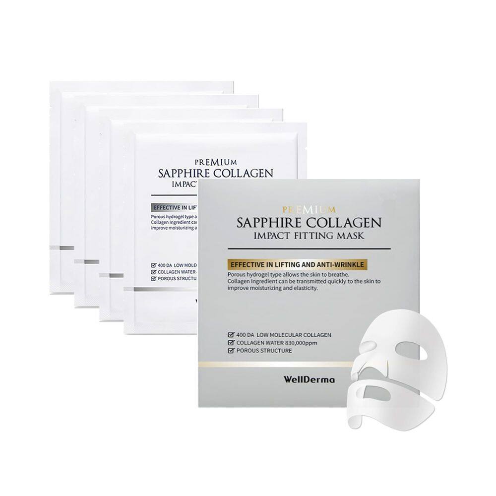 Máscara facial WELLDERMA Sapphire Collagen com 830.000 ppm, 4 unidades