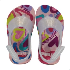 Sandália Mini Melissa Flip Flop Shiny Bebê Rosa Glitter