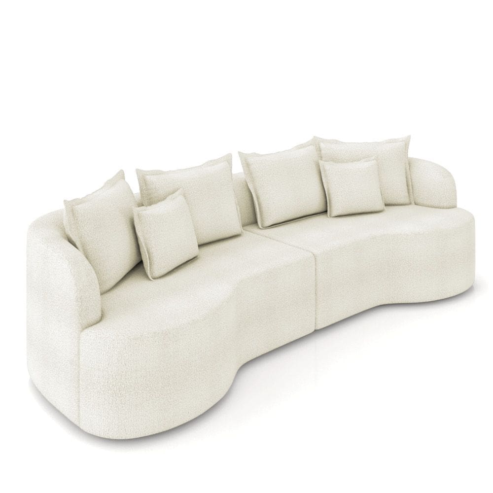 Sofá 4 Lugares Orgânico Living 250cm Mersa Bouclê Bege K01 - D`Rossi