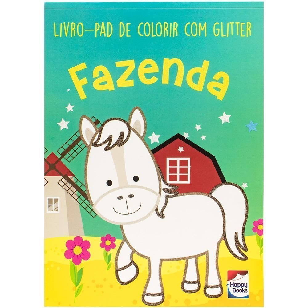 Livro-Pad de Colorir Com Glitter - Fazenda