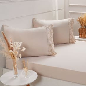 Jogo de Cama King Broderie 3 Pçs Bordado Inglês 193x203x40cm