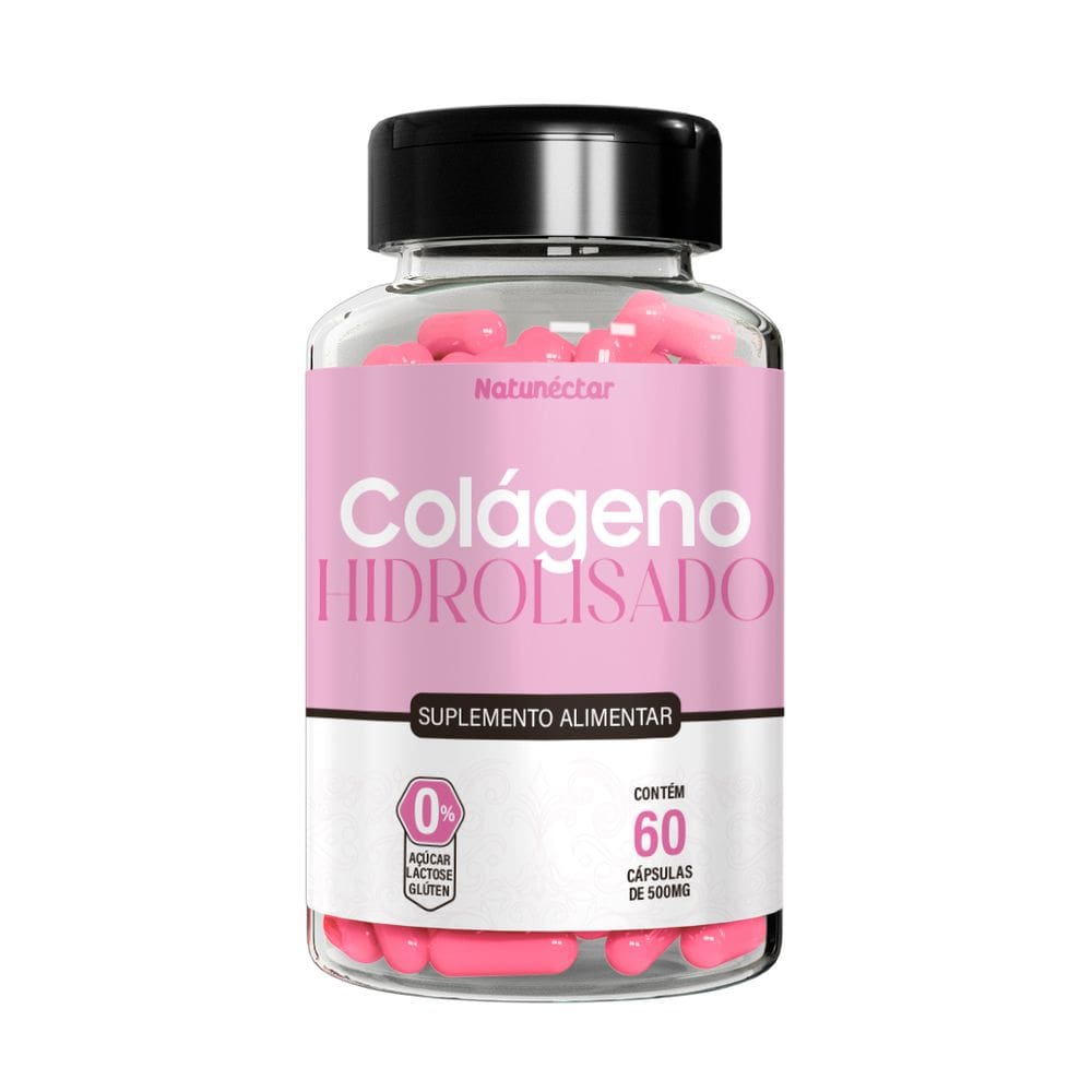 Colágeno Hidrolisado Cabelos Unha e Pele Natunectar 500mg - 60 Cápsulas
