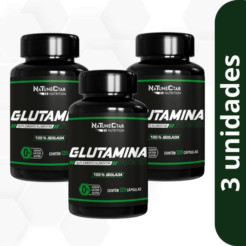 Kit Glutamina Power 100% Isolada - 3 unid (360 cápsulas)
