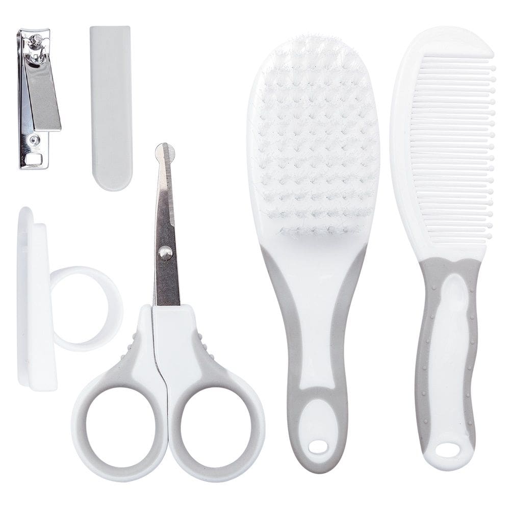 Kit Cuidados Higiene Bebê 4 Peças Escova Cortador de Unha Tesoura Pente Buba