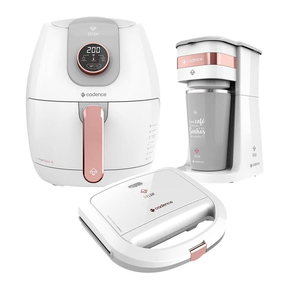 Kit Cadence Dream Rosé Gold Fritadeira Cafeteira Sanduicheira 220V