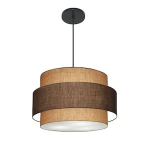 Lustre Para Sala De Jantar Vivare Md-4394 Cúpula Em Tecido 50cm Palha Café Palha 110V 220V