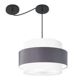 Lustre Sala De Jantar Com Desvio Vivare Md-4399 Cúpula Em Tecido 50cm Branco Cinza Escuro Branco 110V 220V