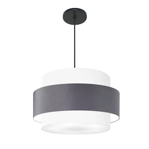 Lustre Para Sala De Jantar Vivare Md-4394 Cúpula Em Tecido 50cm Branco Cinza Escuro Branco 110V 220V
