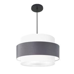 Lustre Para Sala De Jantar Vivare Md-4396 Cúpula Em Tecido 60cm Branco Cinza Escuro Branco 110V 220V
