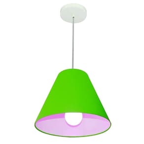 Lustre Pendente Cone Vivare Md-4028 Cúpula Em Tecido 25-30x12cm Bivolt Verde Único 110V 220V