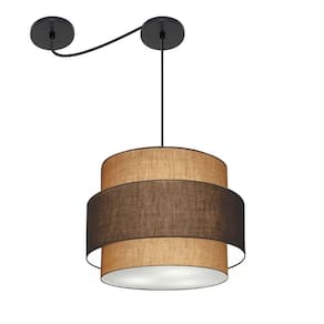Lustre Sala De Jantar Com Desvio Vivare Md-4397 Cúpula Em Tecido 40cm Palha Café Palha 110V 220V