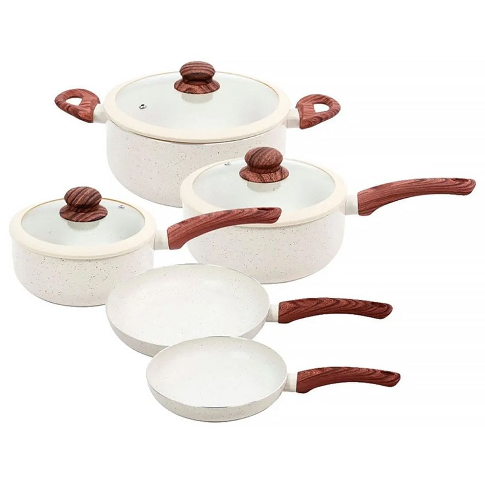 Conjunto de Panelas Yafo Revestimento Cerâmico 5 pçs Granito Creme A1005-C06 - Lehaví