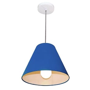 Lustre Pendente Cone Vivare Md-4028 Cúpula Em Tecido 25-30x12cm Bivolt Azul Marinho 110V 220V
