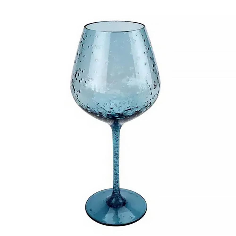 Taça para Vinho Acrílico Detalhes Bolhas Azul 680ml 50213 - EntreCasa