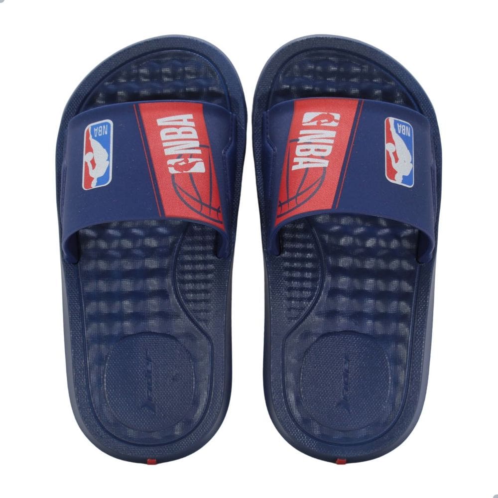 Chinelo Masculino Slide Infantil Rider Step NBA Azul e Vermelho