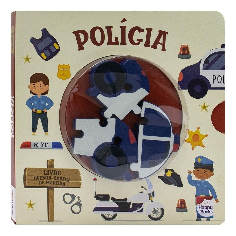 Livro Quebra-Cabeça de Madeira - Polícia