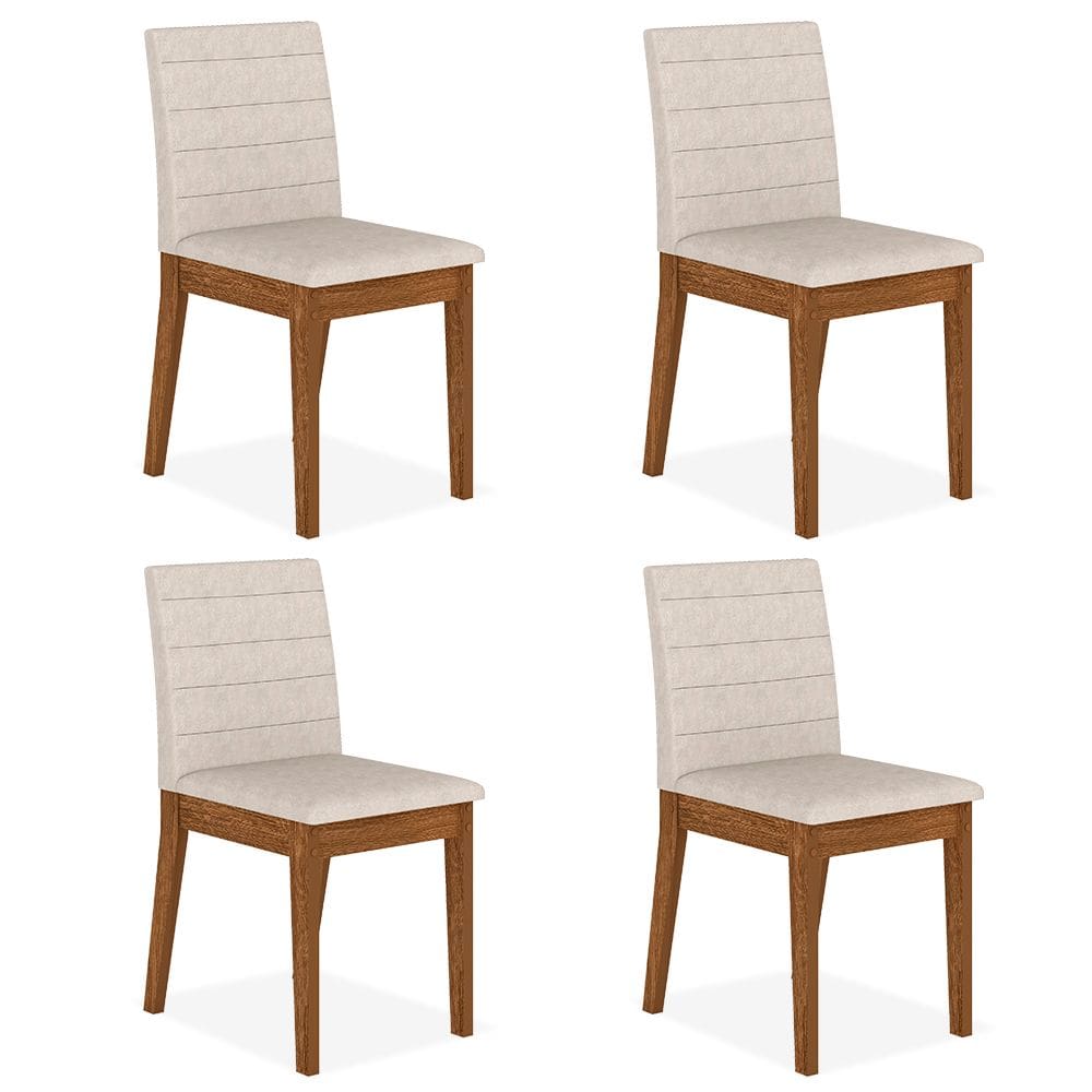 Kit 4 Cadeiras Estofadas índia Freijó/suede Bege - M.a