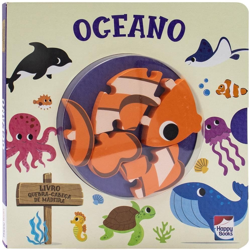Livro Quebra-Cabeça de Madeira - Oceano