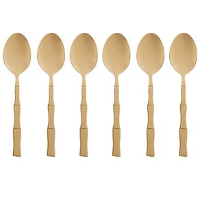 Conjunto 6 Colheres de Aço Inox para Mesa Bambu Elegant Champanhe 19,8cm 1815 - Lyor