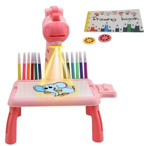 Lousa Infantil Rosa Com Projetor E Canetinhas Mesa Interativa