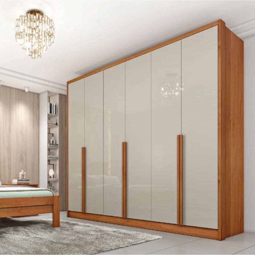 Guarda Roupa Casal 100% Mdf 6 Portas 6 Gavetas Realeza Tcil Móveis - Cinamomo/off White