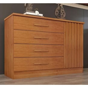 Cômoda 1 Porta 4 Gavetas Com Detalhe Ripado Barcelona - Tcil Móveis - Cinamomo