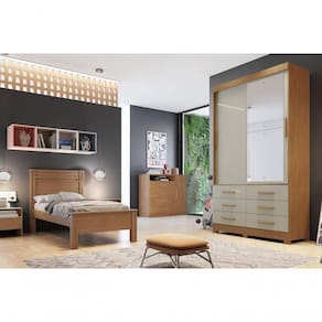 Guarda Roupa 2 Portas Com Espelho Buriti Cumaru Fendi - Novo Horizonte-
