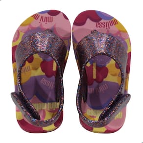 Sandália Mini Melissa Flip Flop Shiny Bebê Amarelo Glitter