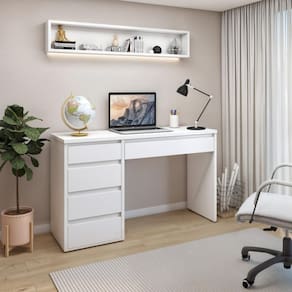 Escrivaninha 5 Gavetas 100% MDF Berlim Yescasa Branca