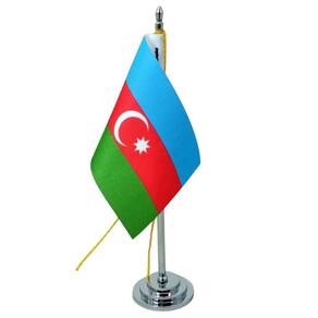 Mini Bandeira Mesa Azerbaijão Com 8Cm X 5,5Cm E 15Cm Mastro
