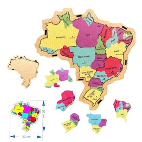 Mini Mapa Brasil Brinquedo Educativo Montessori Pedagógico R