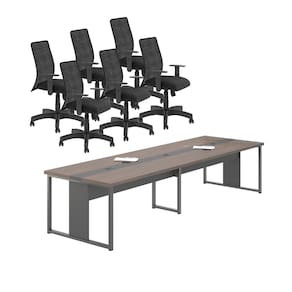 Conjunto Mesa e Cadeiras Para Escritório Doha Freijó Preto