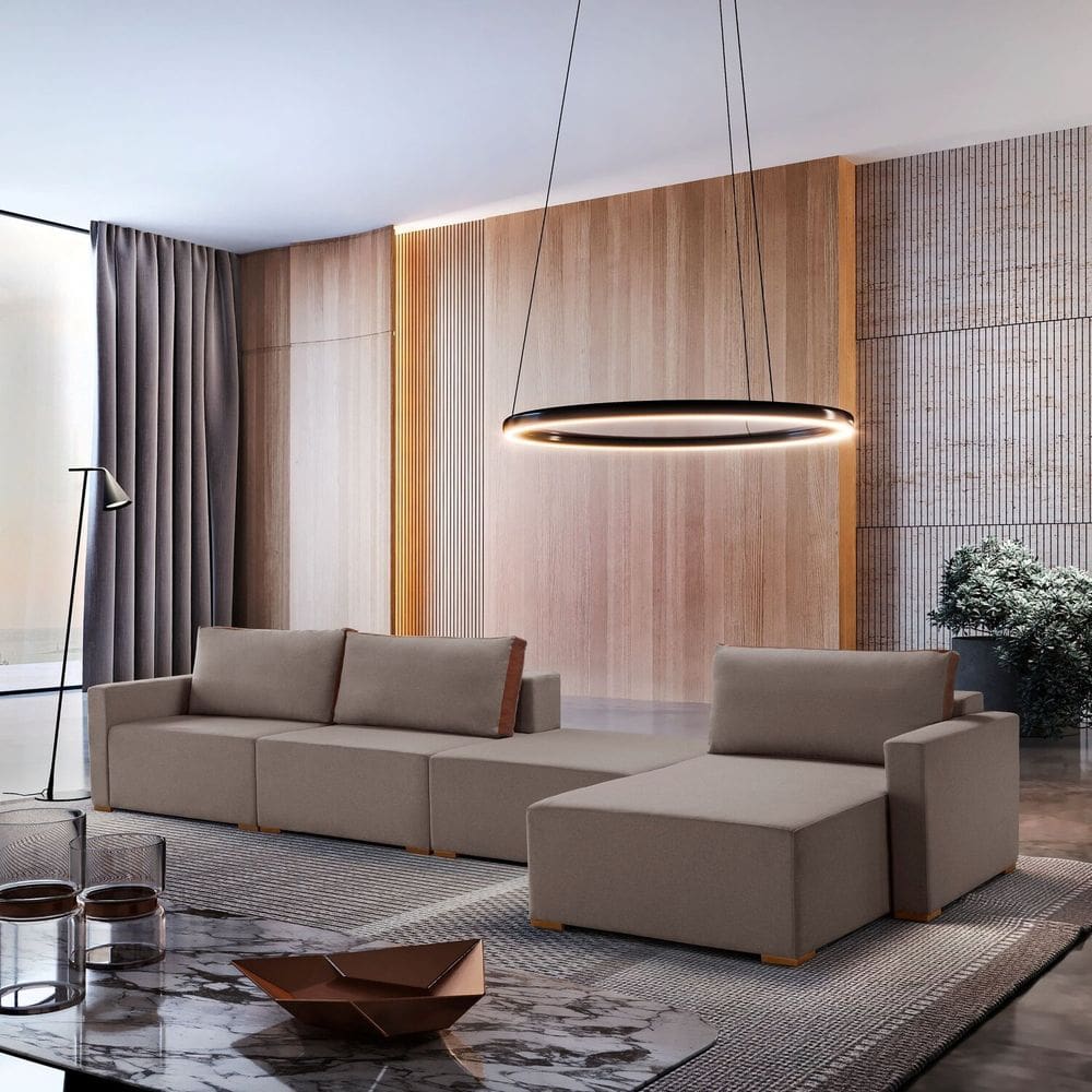 Sofá Modulado Amsterdã 4 Lugares Tecido Linho Cinza