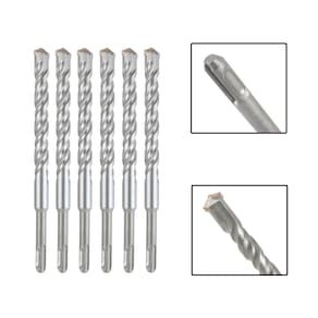 Jogo 6 Brocas SDS Plus 16x310 mm Aço Carbono Tungstênio