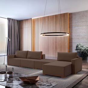 Sofá Modulado Amsterdã 4 Lugares Tecido Bouclê Marrom